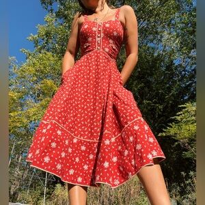 Vintage gunne sax red calico mini dress